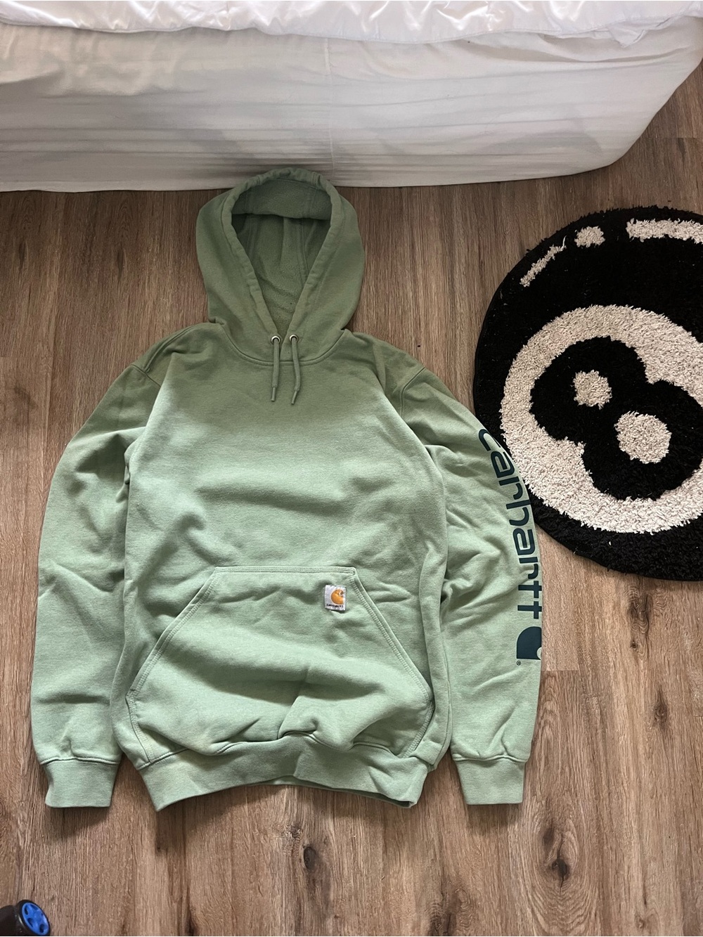 Carhartt Men’s Sage Green Crewneck Hoodie with Sleeve Logo